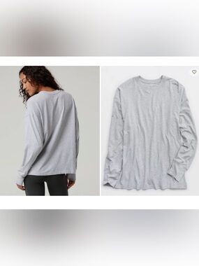 Aerie Long Sleeve Boyfriend T Shirts Small Lot 2 Gray Ivory